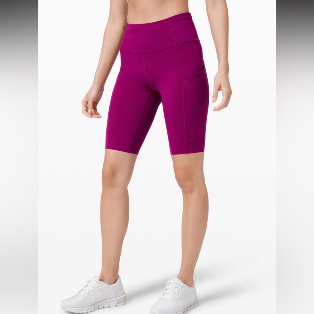 Lululemon Fast And Free Short 10" Size 4 Deep Fuschia With Pockets
